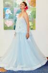 Buy_Dilnaz_Blue Net And Viscose Georgette Embroidered Mirror Floral Hand Camisole  _at_Aza_Fashions
