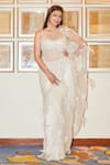 Buy_DILNAZ_White Net And Polyester Satin Embroidered Floral Motifs Saree  _at_Aza_Fashions