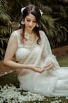 Buy_Gul By Aishwarya_White Saree Organza And Blouse Net & Placement With  _at_Aza_Fashions