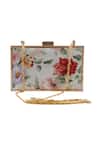 Shop_Puneet Gupta_White Floral Print Clutch _at_Aza_Fashions