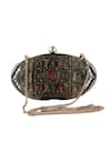 Shop_Puneet Gupta_Black Sequins Rajwada Print Clutch _at_Aza_Fashions