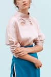 Archana Rao_Pink Satin Round Cutout Top _Online_at_Aza_Fashions