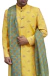 Buy_Gaurav Katta_Yellow Silk Embroidered Sherwani _Online_at_Aza_Fashions