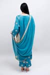 Shop_Daljit Sudan_Blue German Satin And Georgette Tilla & Aari V Embroidered Phiran Kurta Pant Set _at_Aza_Fashions