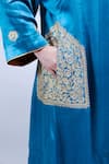 Buy_Daljit Sudan_Blue German Satin And Georgette Tilla & Aari V Embroidered Phiran Kurta Pant Set _Online_at_Aza_Fashions