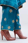 Shop_Daljit Sudan_Blue German Satin And Georgette Tilla & Aari V Embroidered Phiran Kurta Pant Set _Online_at_Aza_Fashions