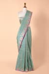 Buy_Ekaya Banaras_Blue Silk Woven Banarasi Kadwa Saree  _at_Aza_Fashions
