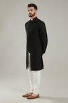 Buy_Kasbah_Black Silk Full Sleeve Bandhgala_at_Aza_Fashions