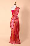 Buy_Ekaya Banaras_Red Silk Banarasi Kadwa Handwoven Striped Saree_at_Aza_Fashions