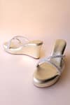 Buy_Tic Tac Toe Footwear_Silver Diamonds Embellishment Cross Strap Wedges _at_Aza_Fashions