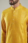 Kasbah_Yellow Silk Sequins Chevron Pattern Kurta Set _Online_at_Aza_Fashions