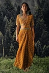 Paulmi and Harsh_Yellow Saree  Chiffon And Blouse  Cotton Silk Print & Pre-draped With _Online_at_Aza_Fashions