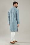 Shop_Kasbah_Blue Silk, Cotton Embroidery Geometric Kurta Set _at_Aza_Fashions