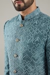 Buy_Kasbah_Blue Silk Embroidered Floral Sherwani _Online_at_Aza_Fashions