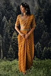 Buy_Paulmi and Harsh_Yellow Saree  Chiffon And Blouse  Cotton Silk Print & Pre-draped With _Online_at_Aza_Fashions