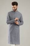 Kasbah Grey Chanderi Embroidery Kurta Set Online at Aza Fashions Kasbah_Grey Chanderi Embroidery Kurta Set_Online_at_Aza_Fashions