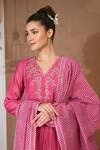 Adara Khan_Coral Chanderi Embroidered Kurta Skirt Set_at_Aza_Fashions