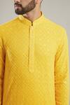 Buy_Kasbah_Yellow Georgette, Cotton Embroidery Full Sleeve Kurta Set _Online_at_Aza_Fashions
