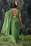 Shop_Paulmi and Harsh_Green Saree  Chiffon And Blouse  Georgette Print & Embroidery Pre-draped With _at_Aza_Fashions