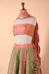 Shop_Ekaya_Multi Color Handwoven Silk Lehenga With Unstitched Blouse Fabric_at_Aza_Fashions