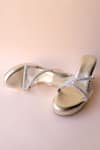 Tic Tac Toe Footwear_Silver Diamonds Embellishment Cross Strap Wedges _Online_at_Aza_Fashions