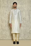 Buy_Arihant Rai Sinha_Cream Art Silk Dupion Embroidered Thread Kurta Set _Online_at_Aza_Fashions