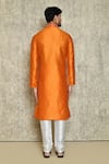 Shop_Arihant Rai Sinha_Orange Art Silk Dupion Embroidered Dori Placket Kurta Set_at_Aza_Fashions