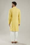 Shop_Kasbah_Yellow Chanderi Embroidered Mandarin Collar Kurta _at_Aza_Fashions