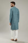 Shop_Kasbah_Blue Silk Embroidered Sherwani_at_Aza_Fashions