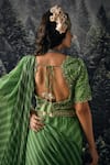 Buy_Paulmi and Harsh_Green Saree  Chiffon And Blouse  Georgette Print & Embroidery Pre-draped With _Online_at_Aza_Fashions