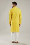 Shop_Kasbah_Yellow Georgette Floral And Thread Work Full Sleeve Kurta_at_Aza_Fashions