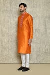 Arihant Rai Sinha_Orange Art Silk Dupion Embroidered Dori Placket Kurta Set_Online_at_Aza_Fashions