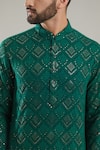 Buy_Kasbah_Green Georgette, Cotton Embroidery Floral And Sequin Kurta Set _Online_at_Aza_Fashions