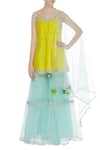Buy_Preeti S Kapoor_Blue Net, Dupion Cutdana, Beads Notched Embroidered Kurta Sharara Set _at_Aza_Fashions