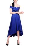 Buy_Manika Nanda_Blue Na Off Shoulder Midi Dress _at_Aza_Fashions