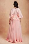 Shop_Sanjhana_Pink Organza Flared Lehenga_at_Aza_Fashions