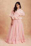 Buy_Sanjhana_Pink Organza Flared Lehenga_at_Aza_Fashions