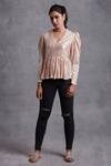 Sanjhana Beige Metallic Peplum Top Online at Aza Fashions Sanjhana_Beige Metallic Peplum Top_Online_at_Aza_Fashions