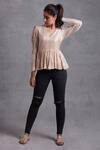 Shop Sanjhana Beige Metallic Peplum Top Online at Aza Fashions Shop_Sanjhana_Beige Metallic Peplum Top_Online_at_Aza_Fashions