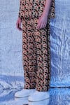 Line out line_Brown Cotton Poplin Printed Geo Pyjama Pant  _Online_at_Aza_Fashions