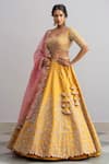 Anushree Reddy Yellow Organza Embroidery Square Neck Nisf Bridal Lehenga Set Online at Aza Fashions Anushree Reddy_Yellow Organza Embroidery Square Neck Nisf Bridal Lehenga Set _Online_at_Aza_Fashions
