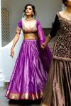 Buy_RI.Ritu Kumar_Purple Blouse Chinon, Dupatta Organza, Lehenga Banaras Bridal Set _at_Aza_Fashions