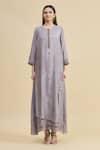 Shop_Zeel Doshi_Grey Linen Silk Round Asymmetric Embroidered Tunic  _Online_at_Aza_Fashions