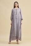 Buy_Zeel Doshi_Grey Linen Silk Round Asymmetric Embroidered Tunic  _Online_at_Aza_Fashions