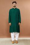 Aham-Vayam_Green , Satin, Cotton Sequins Maharaja Embroidered Kurta And Patiala Set _at_Aza_Fashions