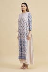 Zeel Doshi_Blue Crepe Silk Round Printed Tunic  _Online_at_Aza_Fashions