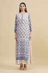 Shop_Zeel Doshi_Blue Crepe Silk Round Printed Tunic  _Online_at_Aza_Fashions