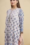 Zeel Doshi_Blue Crepe Silk Round Printed Tunic  _at_Aza_Fashions