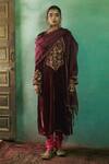 Buy_Sureena Chowdhri_Maroon Amir Silk Velvet Kurta Churidar Set_at_Aza_Fashions