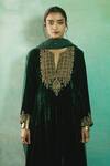 Shop_Sureena Chowdhri_Green Shab Silk Velvet Kurta Salwar Set_at_Aza_Fashions